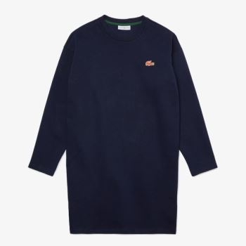 Lacoste SPORT Crew Neck Cotton Sweatshirt Dress - Šaty Dámské Tmavě Blankyt Blankyt | CZ-2xazzr